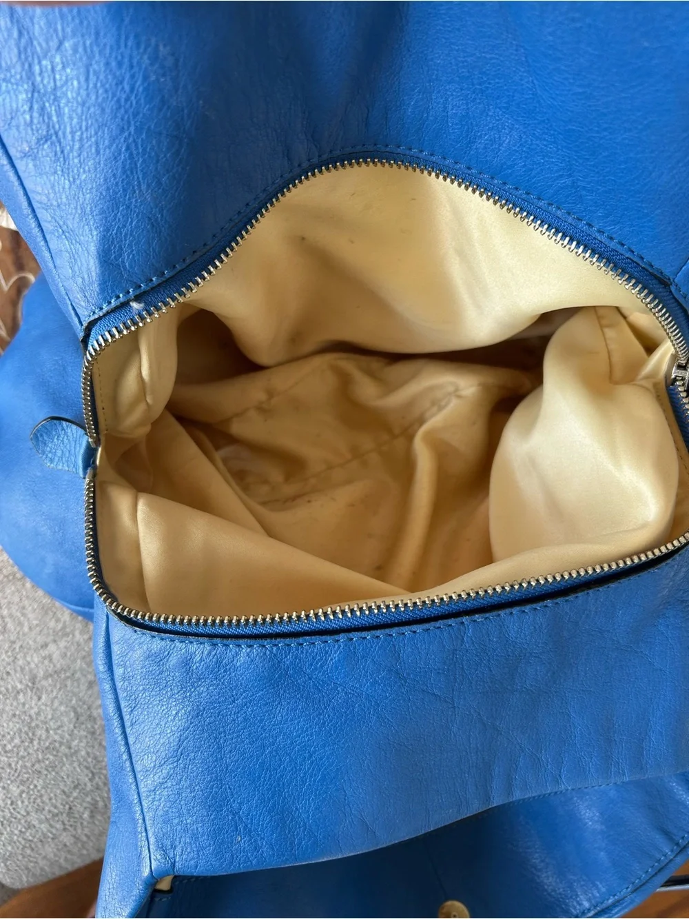 Coach Blue Leather Hobo Shoulder Bag Large Slouchy Tote Purse preloved